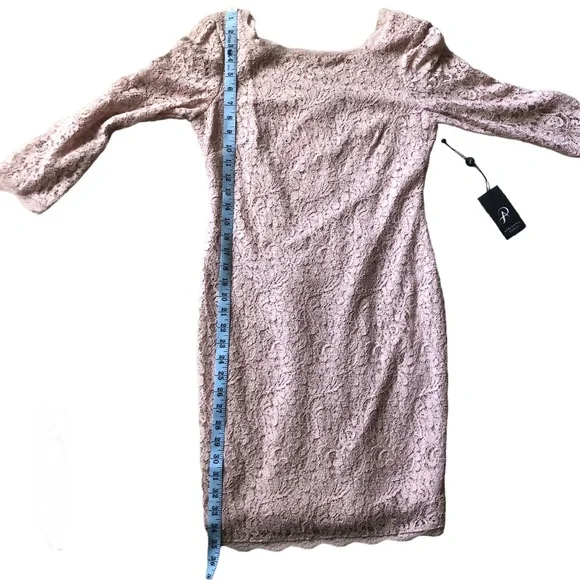 Adrianna Papell Pink Lace Mini Dress sz 6 Long Sleeve Sheath NEW romantic spring - Picture 5 of 13